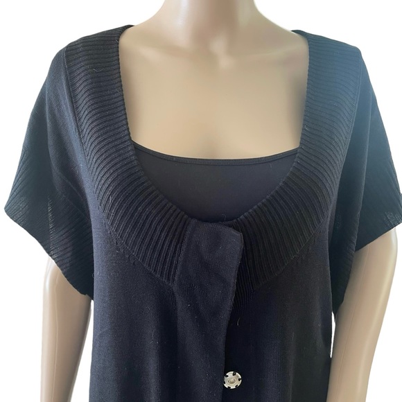 French Connection Black Short Sleeve Snap-front Sweater w Pockets Size Small - Picture 8 of 16
